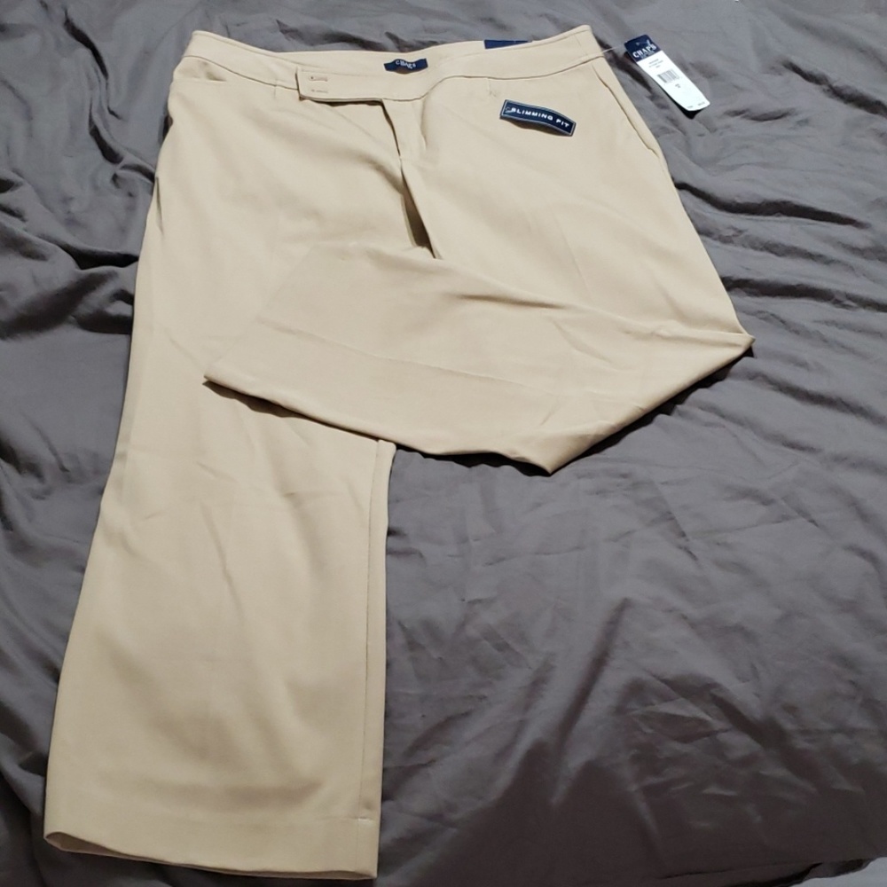 NWT Chaps Slimming Fit Tan Dress Pants size 16